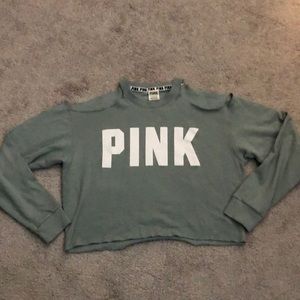 Pink off the shoulder cropped sweater